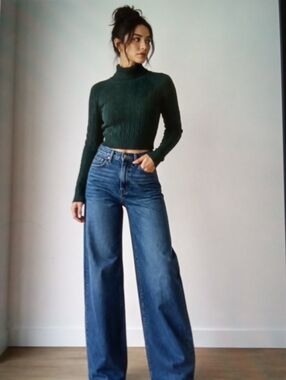 Sunday Best Peggy Cropped Kelly Green Sweater Scoop Kneck Cabincore Size Small